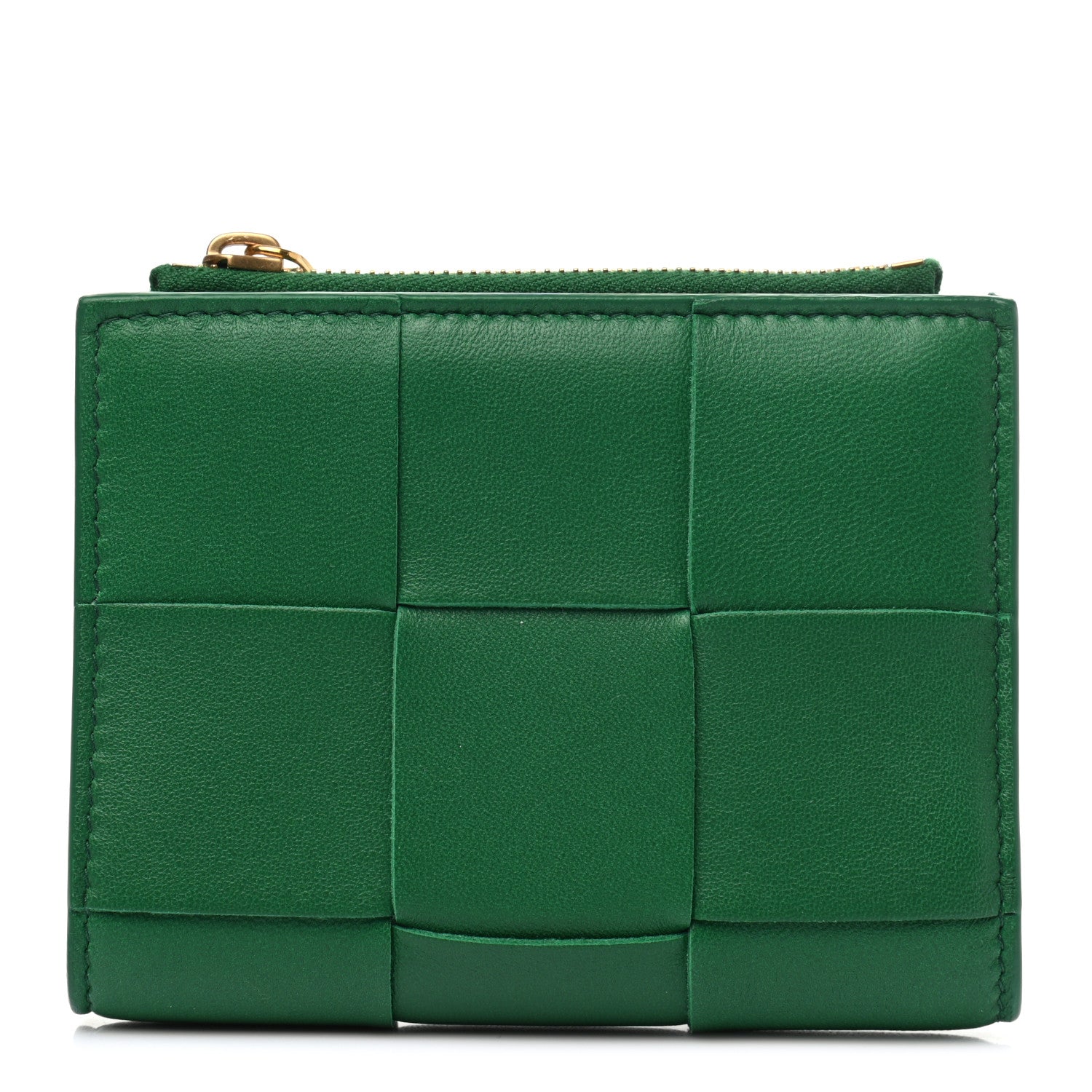 Bottega Veneta Nappa Intrecciato Bifold Zip Wallet Racing Green 1 of 7