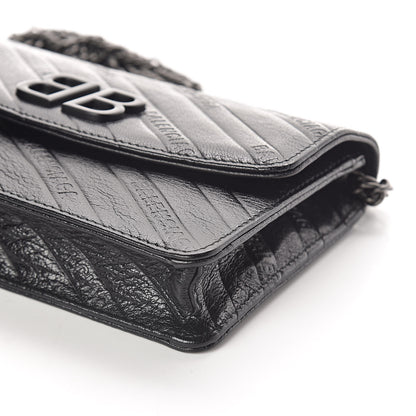 Balenciaga Shiny Goatskin Logo Embossed Monochrome BB Wallet On Chain Black 9 of 9