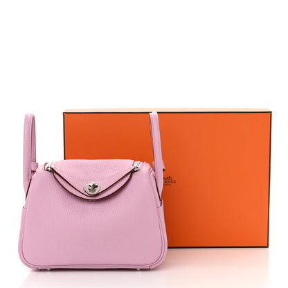 Hermes Taurillon Clemence Mini Lindy 20 Mauve Sylvestre 11 of 11