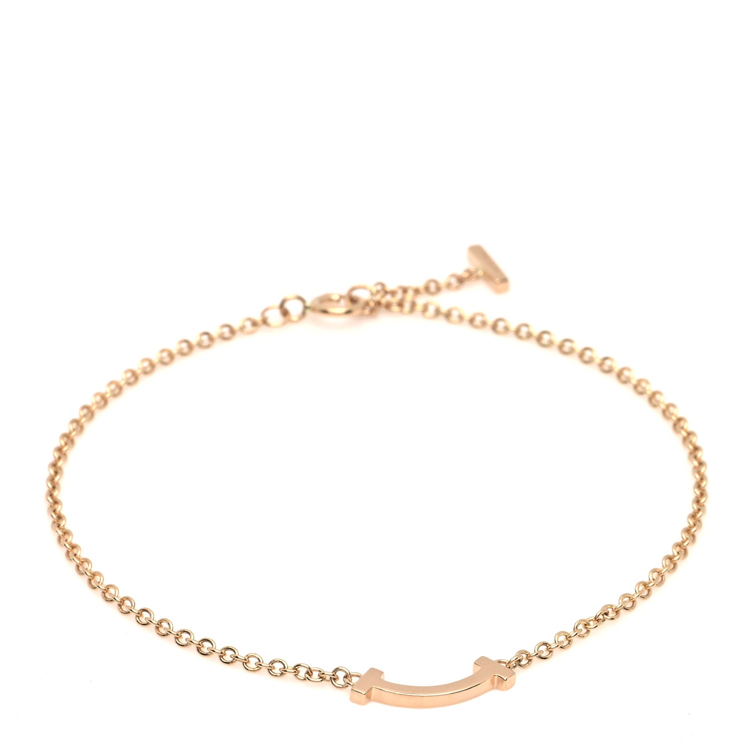Tiffany 18K Rose Gold Mini T Smile Bracelet 1 of 4
