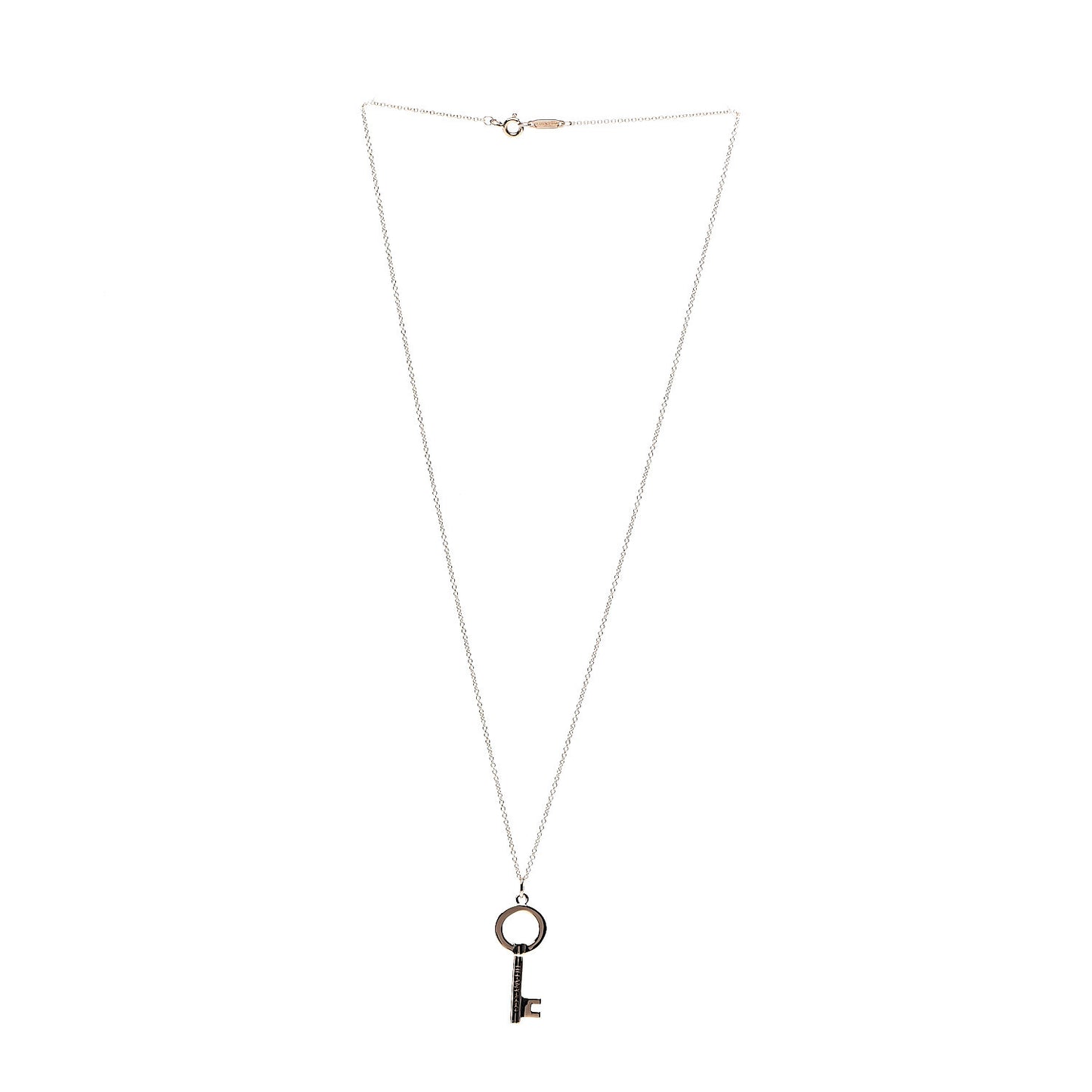 18K Rose Gold Modern Keys Open Round Key Pendant Necklace