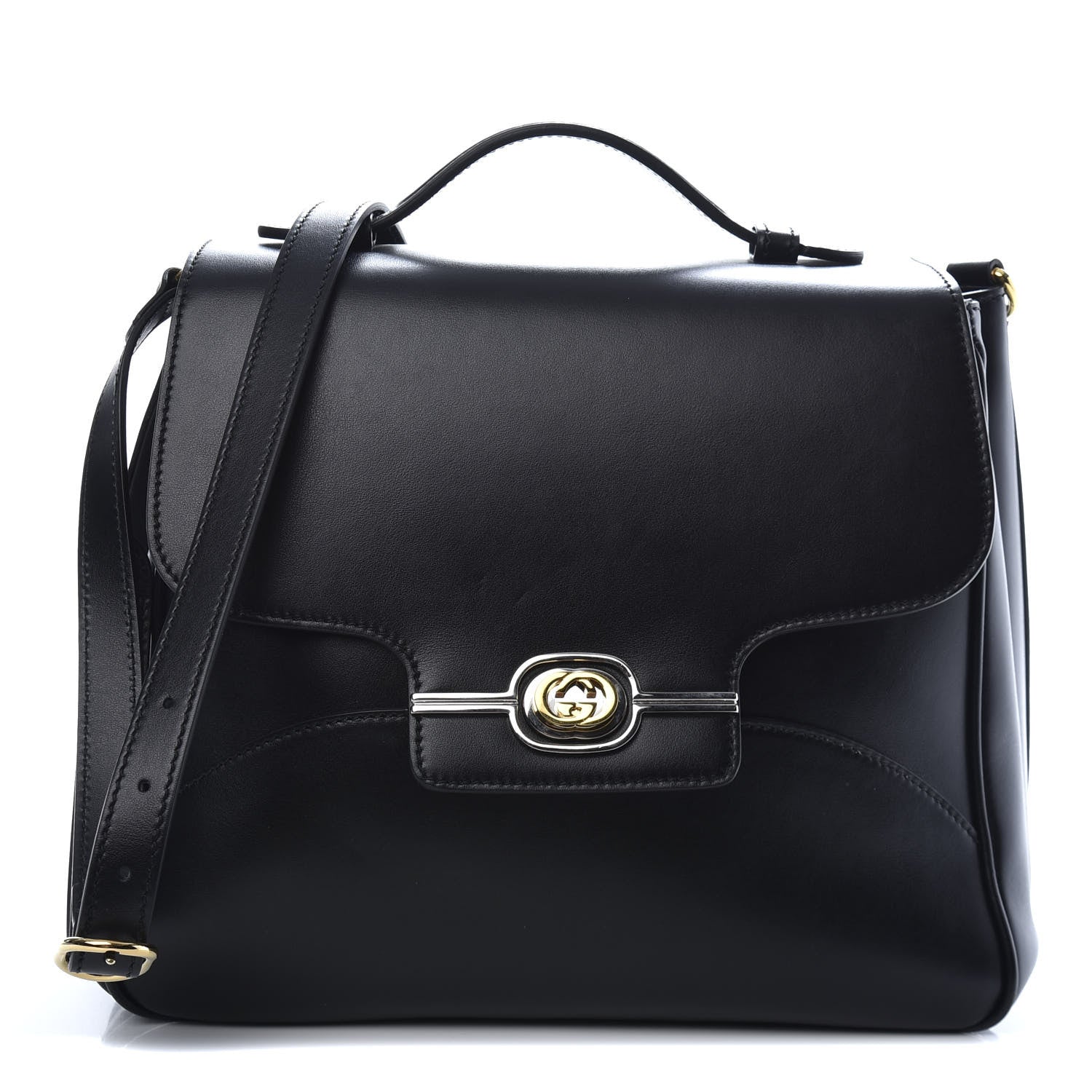 Gucci Pienza Calfskin Side Messenger Bag Black 1 of 10