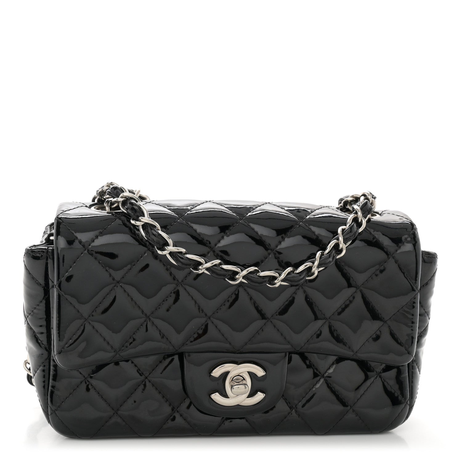 Chanel Patent Calfskin Quilted Mini Rectangular Flap Black 1 of 9