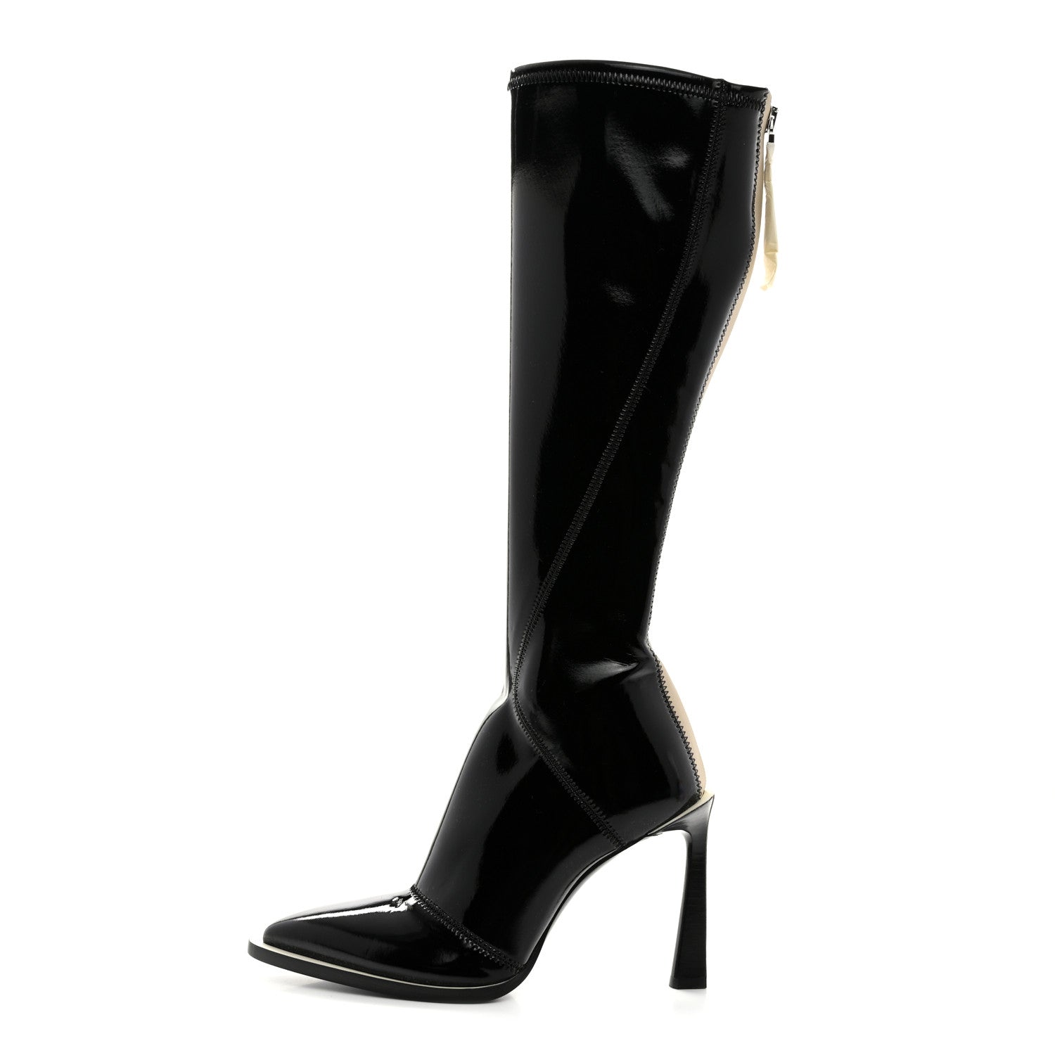 Fendi Glossy Neoprene FFrame Boots 37 Black 1 of 7