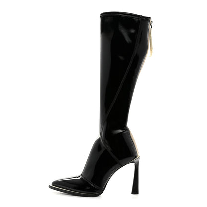 Fendi Glossy Neoprene FFrame Boots 37 Black 1 of 7