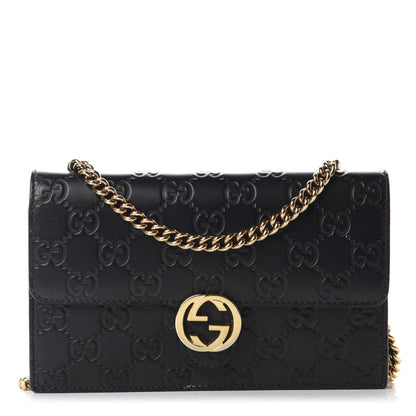 Gucci Guccissima Icon Chain Wallet Black 1 of 11