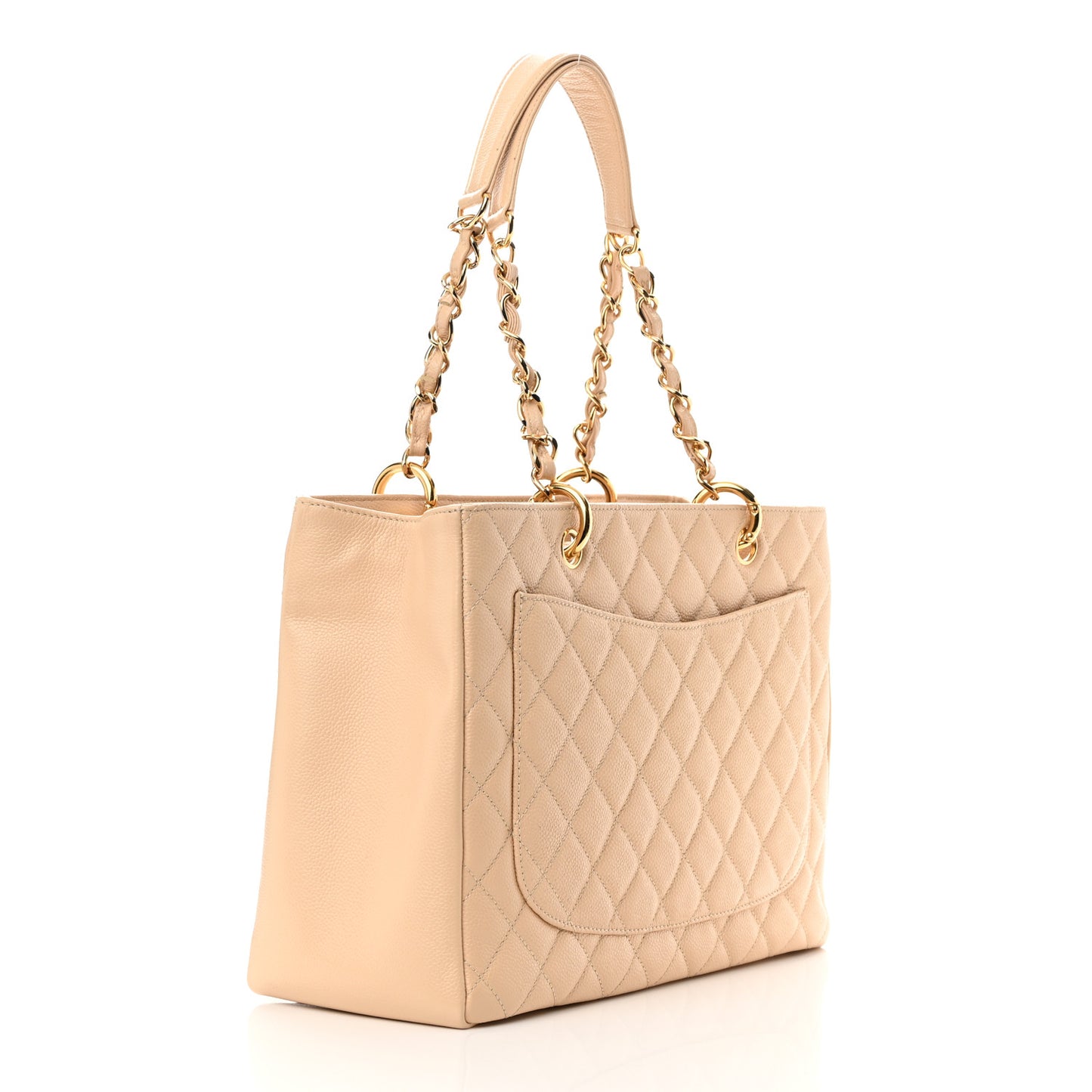 Caviar Quilted Grand Shopping Tote GST Beige Clair