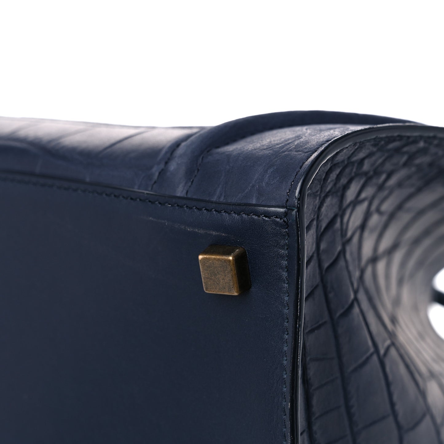 Crocodile Embossed Calfskin Medium Phantom Luggage Navy Blue