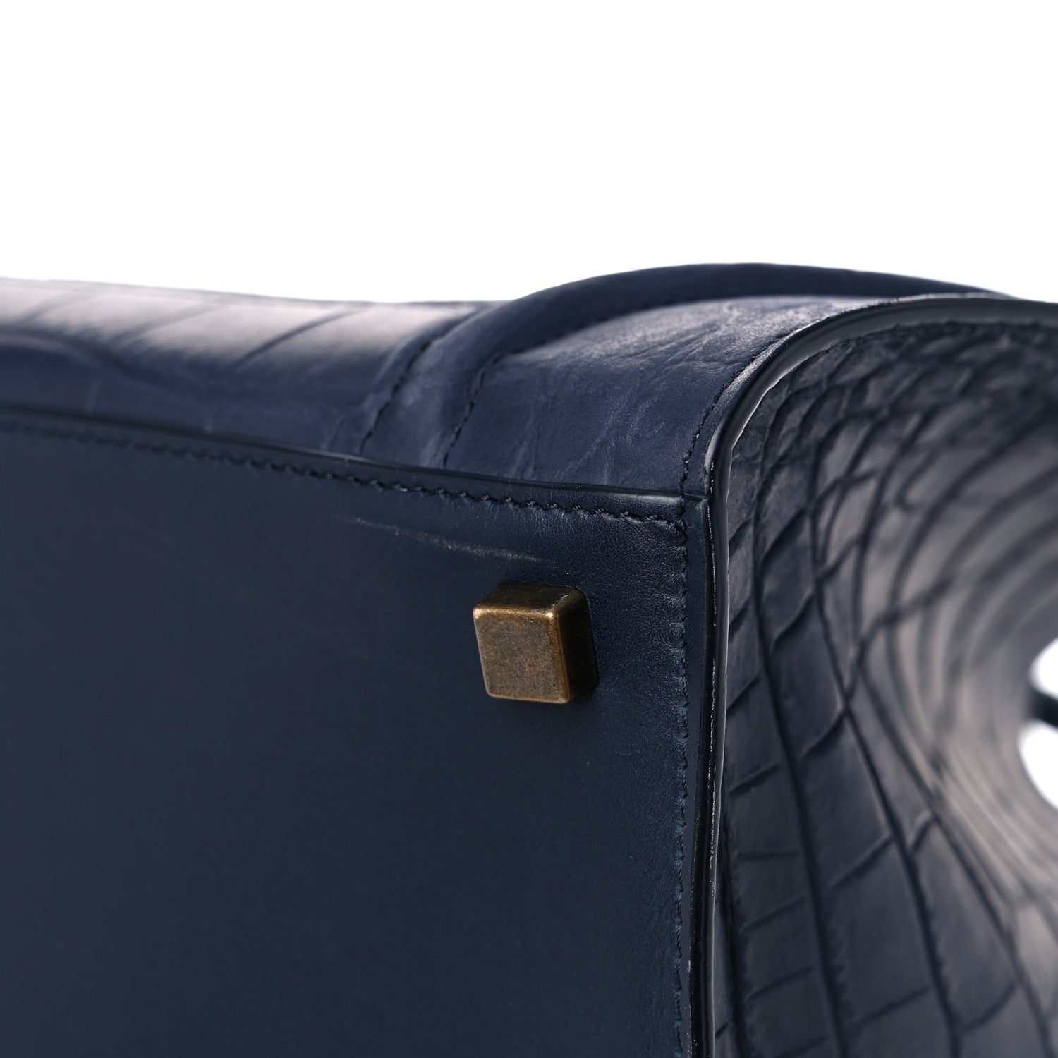 Celine Crocodile Embossed Calfskin Medium Phantom Luggage Navy Blue 10 of 24