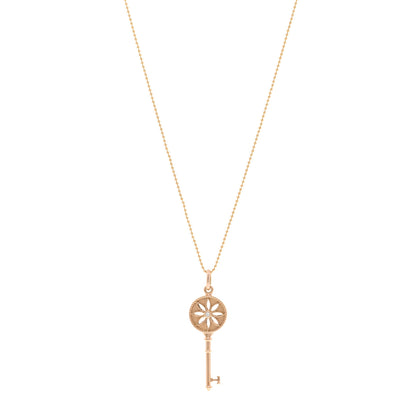 Tiffany 18K Rose Gold Diamond Small Daisy Key Pendant Necklace 1 of 6