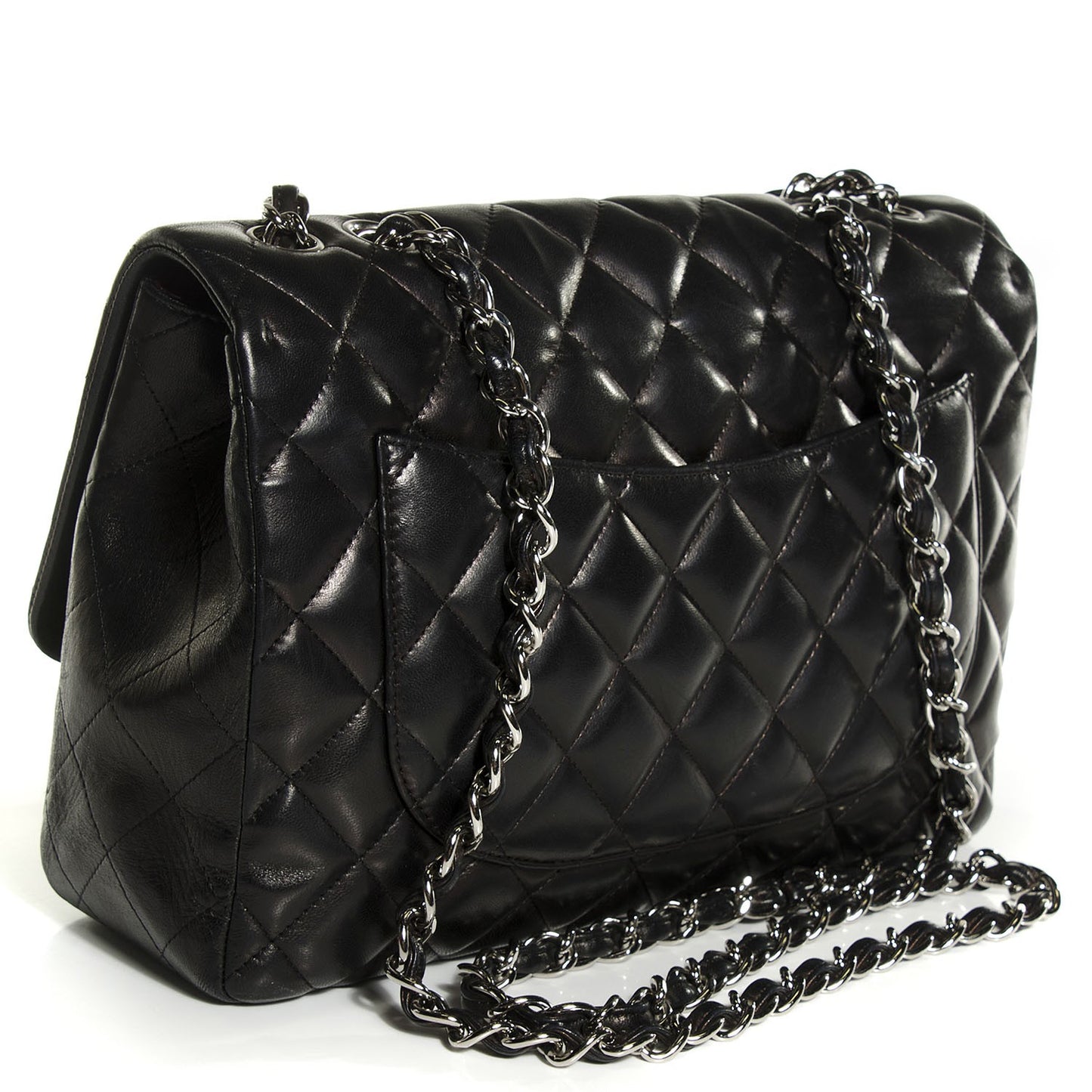 Lambskin Quilted Jumbo Single Flap Black