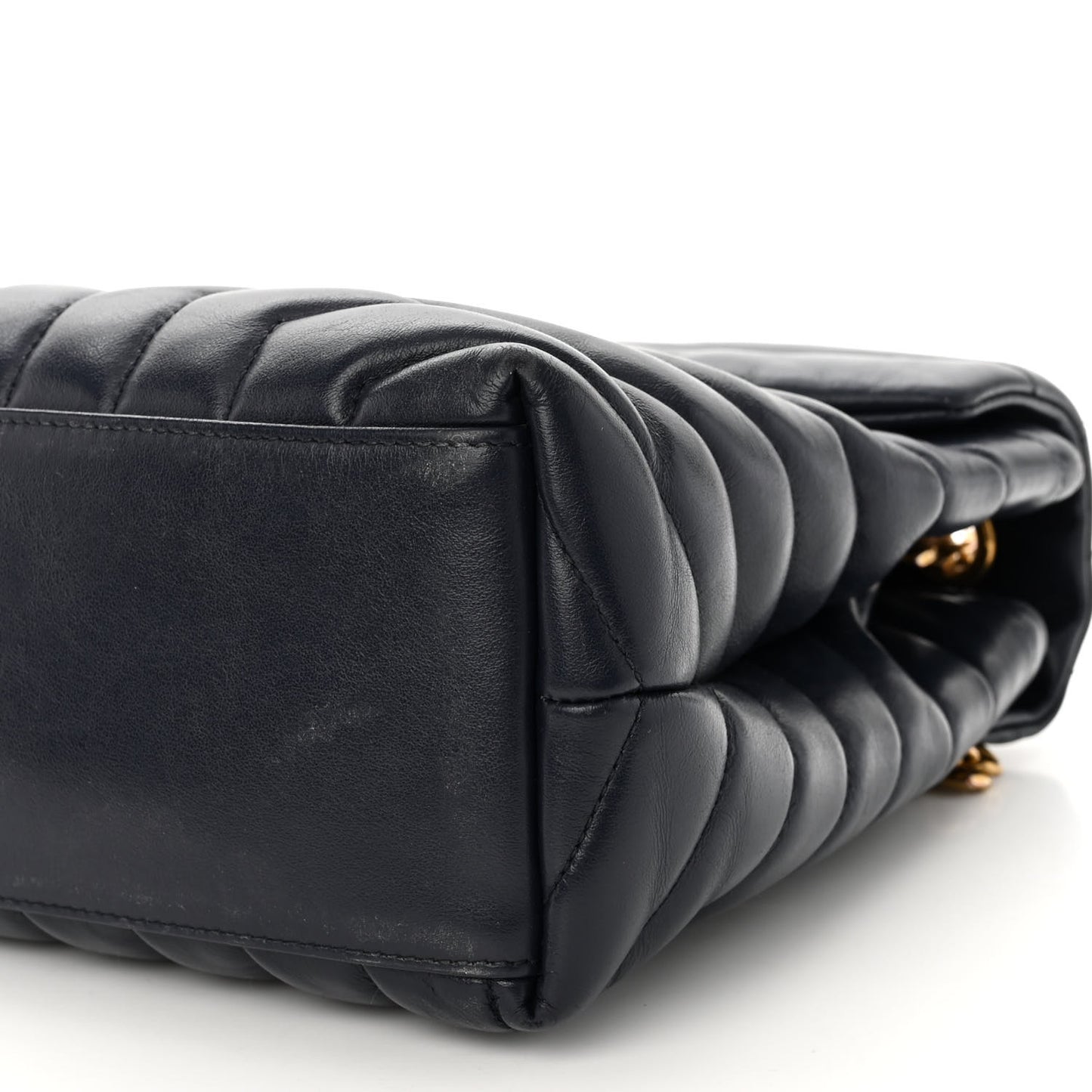 Calfskin Y Quilted Monogram Medium Loulou Chain Satchel Medium Blue