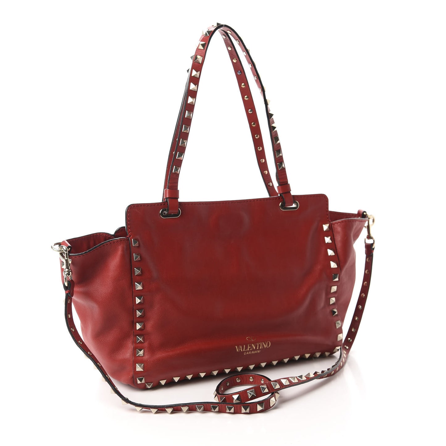 Vitello Small Rockstud Tote Rosso Valentino