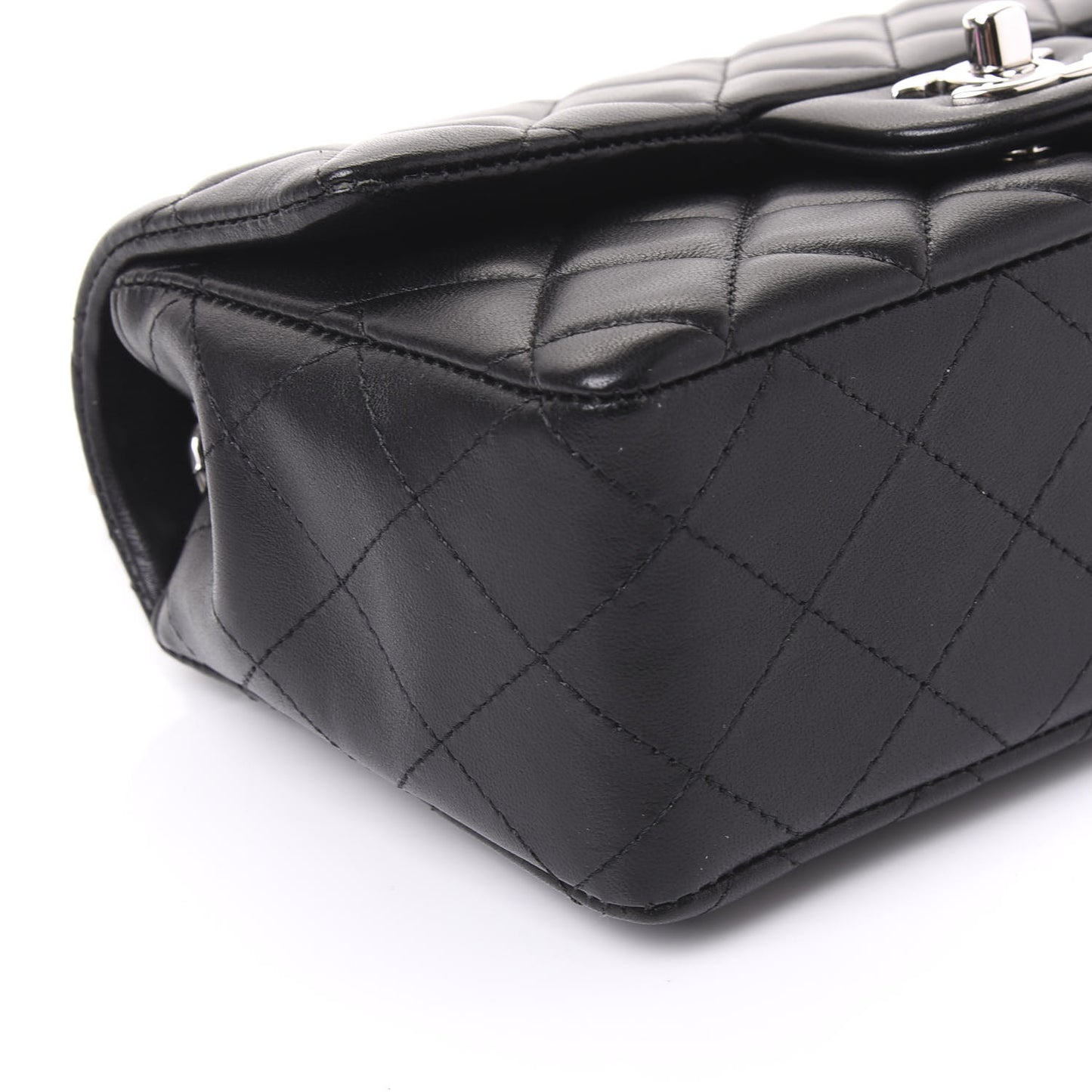 Lambskin Quilted Mini Rectangular Flap Black