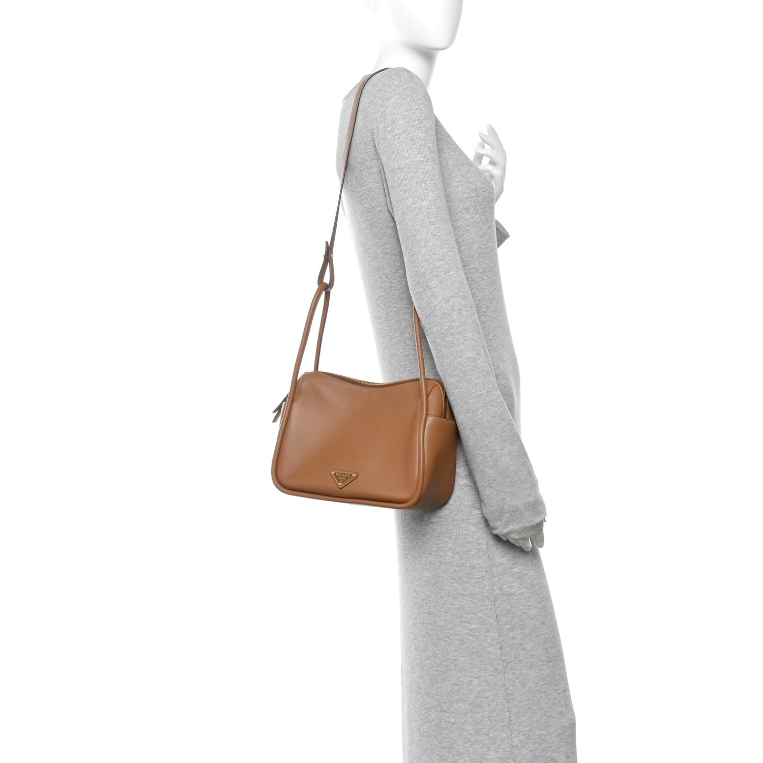 Prada Soft Calfskin Darling Shoulder Bag Caramel 2 of 10