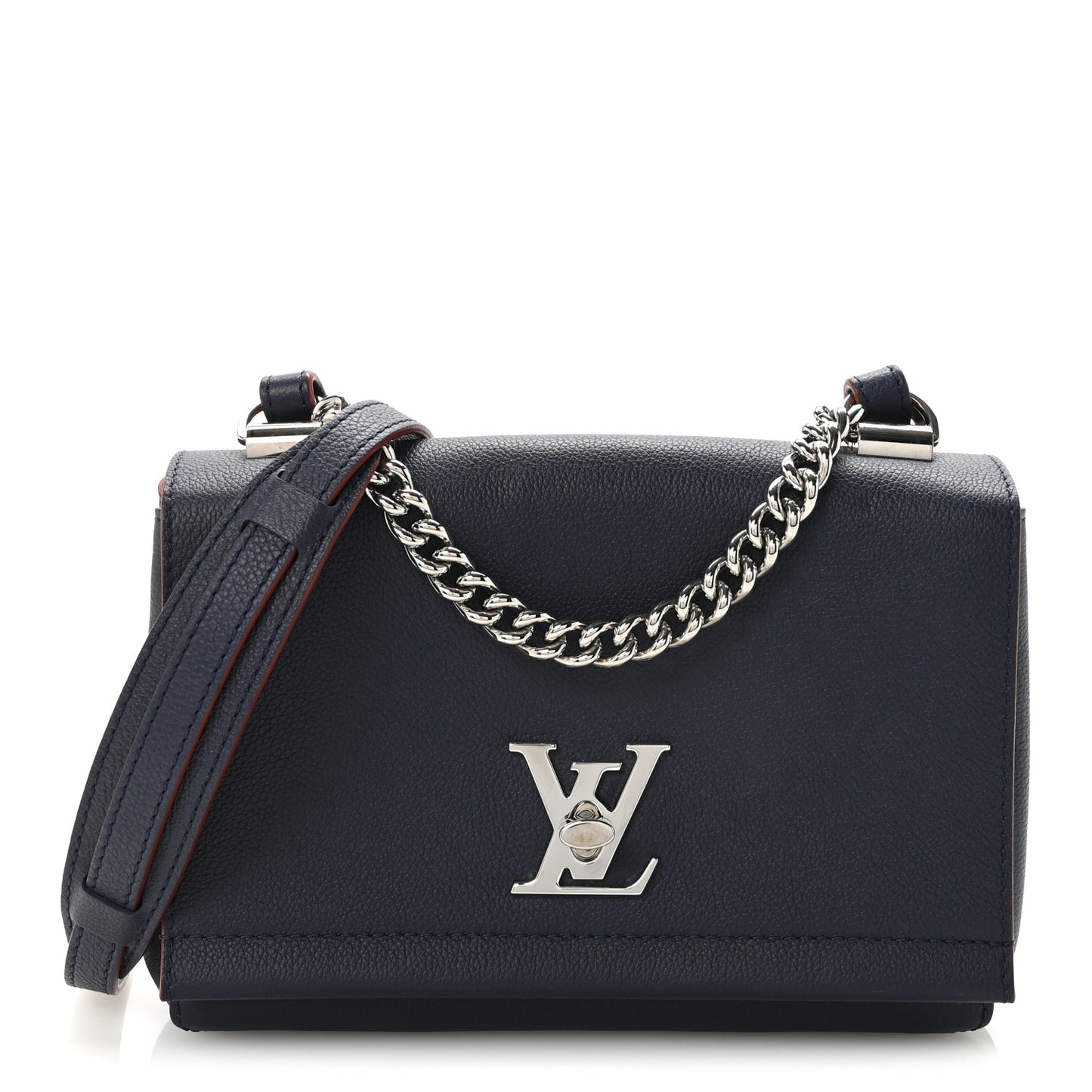 Calfskin Lockme II Chain Bag BB Marine Rouge
