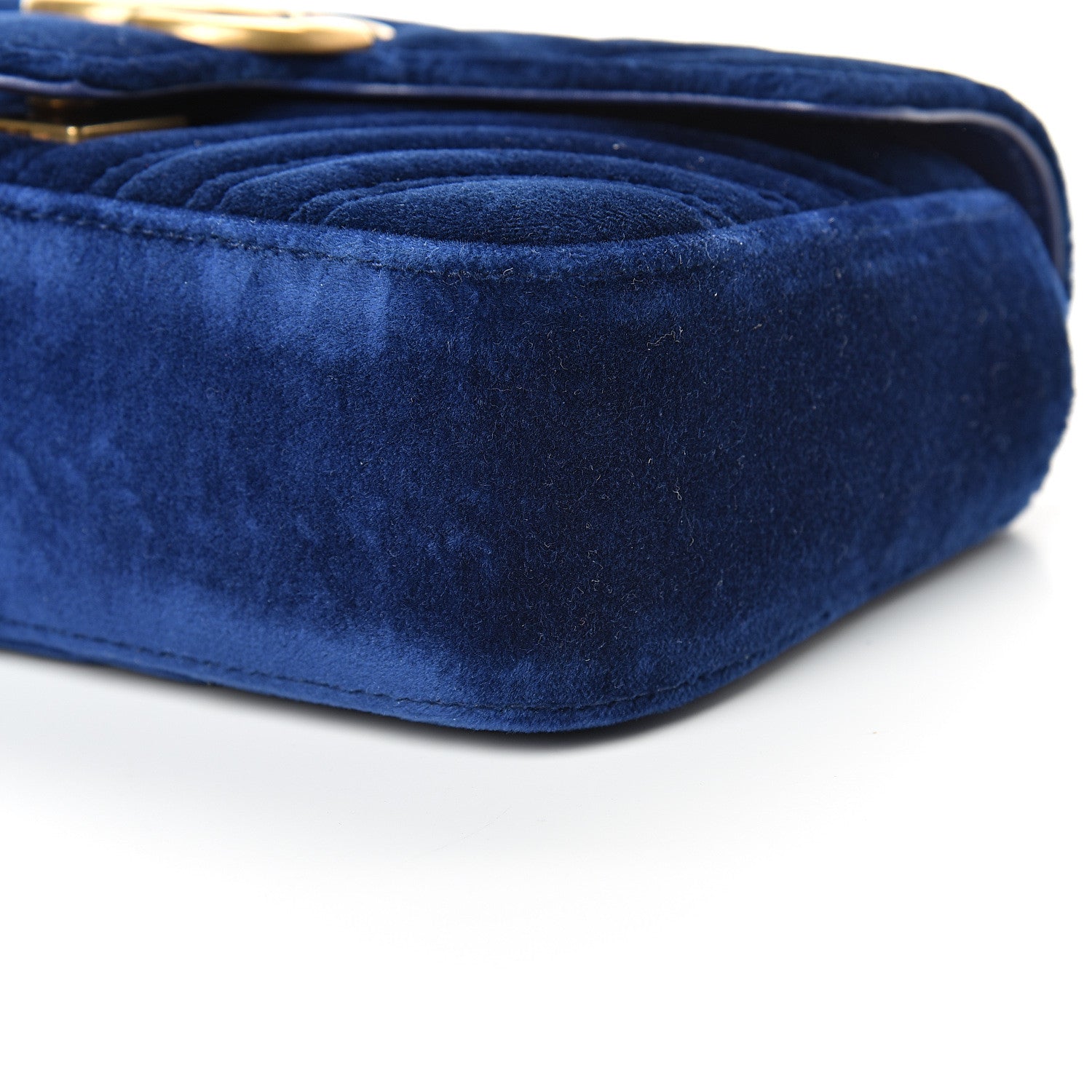 Gucci Velvet Matelasse Mini GG Marmont Shoulder Bag Cobalt Blue 9 of 11