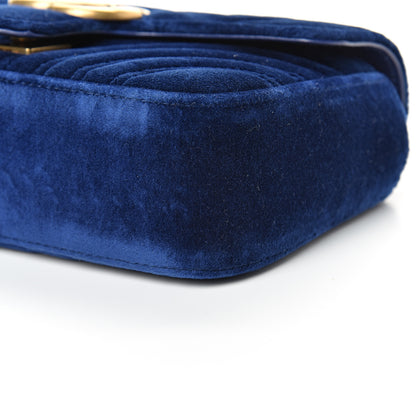 Gucci Velvet Matelasse Mini GG Marmont Shoulder Bag Cobalt Blue 9 of 11