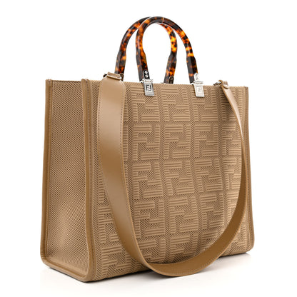 Fendi Technical Fabric Plexiglass FF Medium Fendi Sunshine Shopper Tote Sand 3 of 10