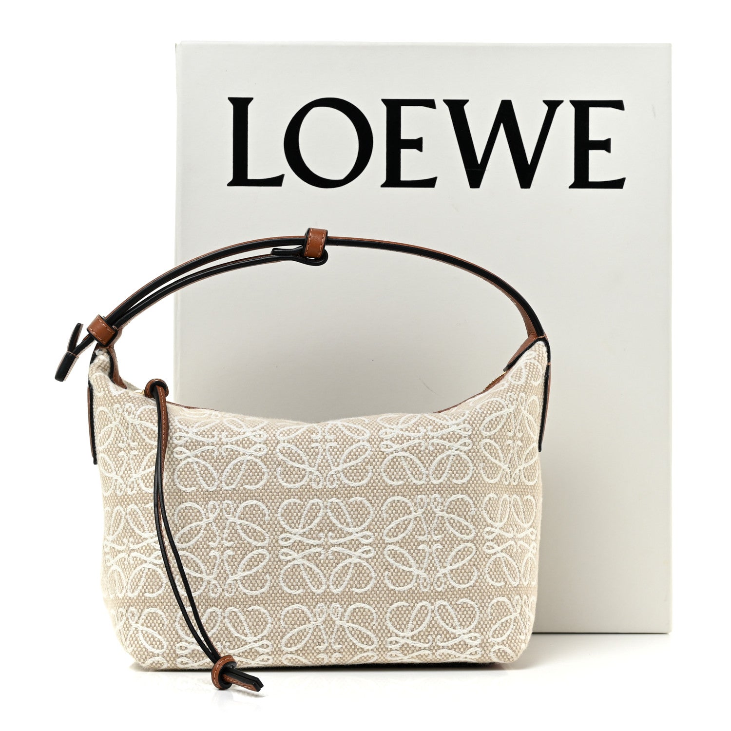 Loewe Jacquard Anagram Calfskin Small Cubi Bag Ecru Tan 17 of 17