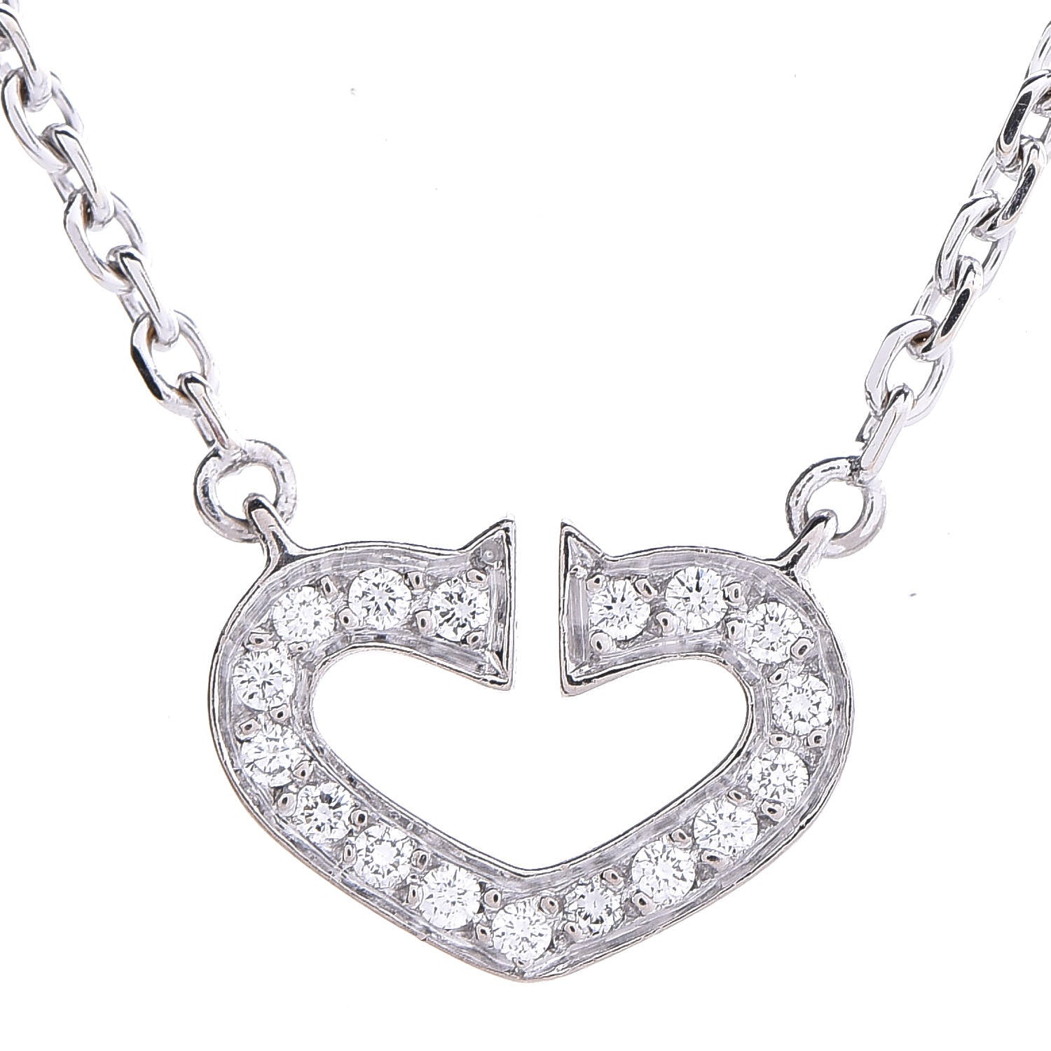 Cartier 18K White Gold Diamond Small Hearts and Symbols Pendant Necklace 4 of 6