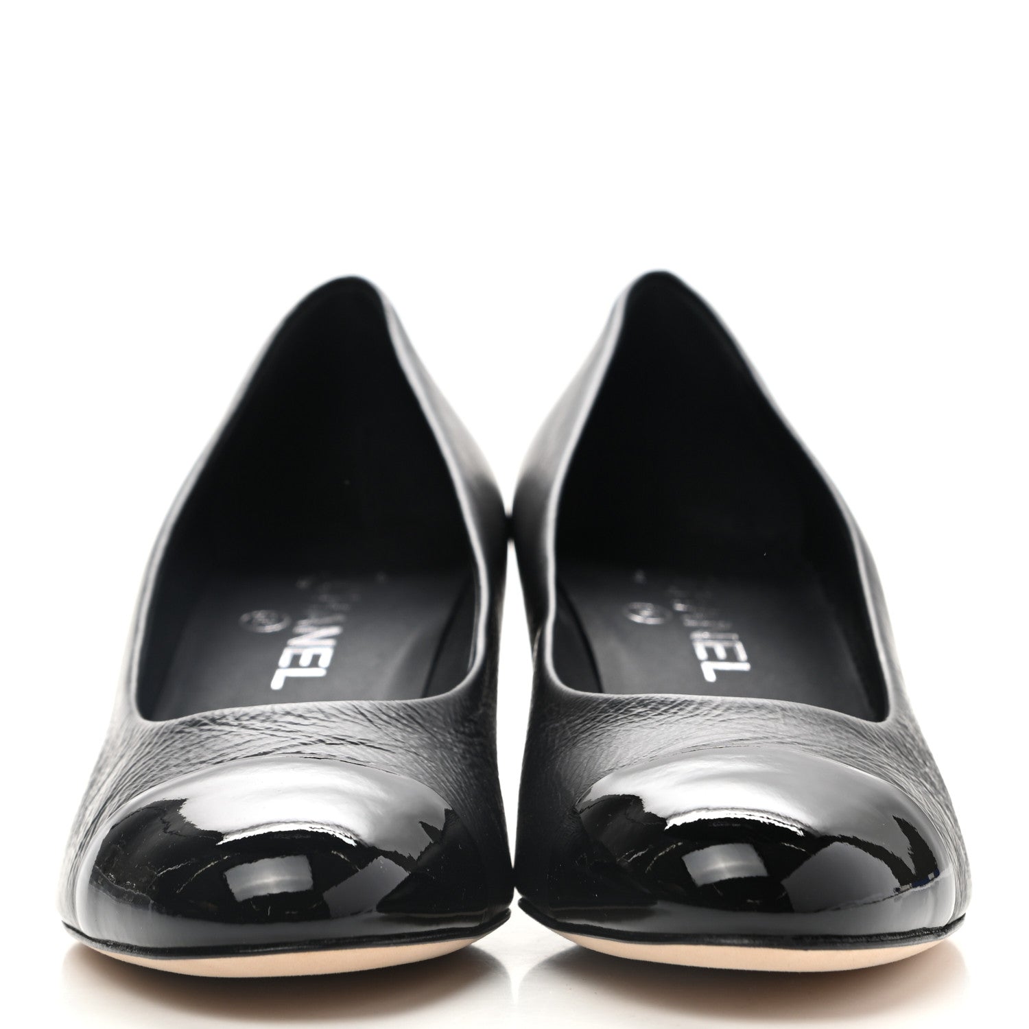 Chanel Patent Calfskin CC Cap Toe Chain Pumps 39 Black 2 of 9