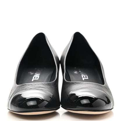 Chanel Patent Calfskin CC Cap Toe Chain Pumps 39 Black 2 of 9