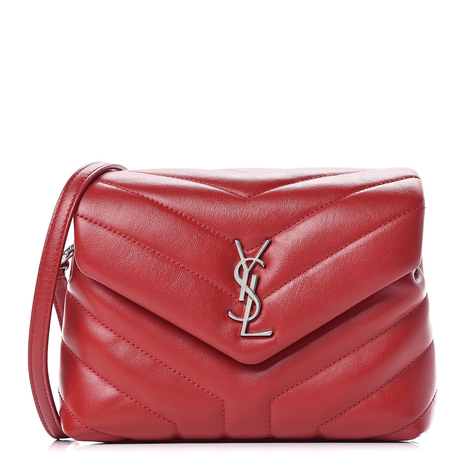 Saint Laurent Calfskin Y Quilted Monogram Toy Loulou Crossbody Bag Red 1 of 12