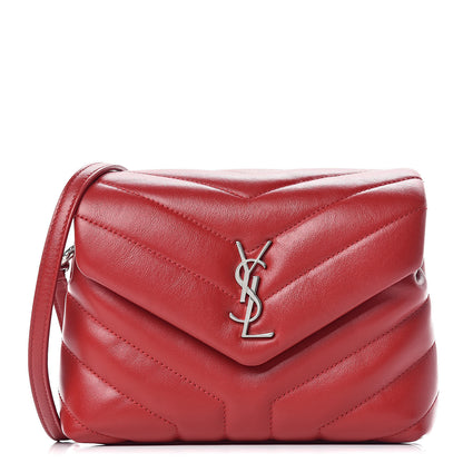 Saint Laurent Calfskin Y Quilted Monogram Toy Loulou Crossbody Bag Red 1 of 12