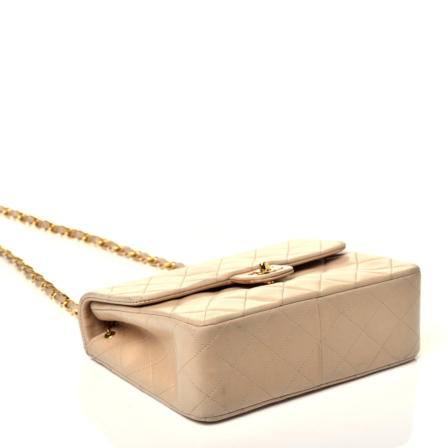 Lambskin Quilted Mini Square Flap Beige