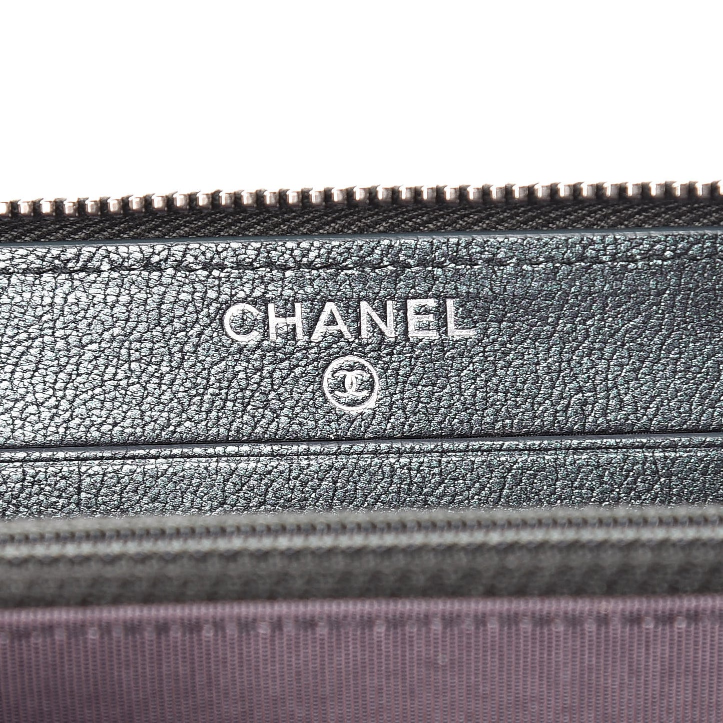 Iridescent Goatskin Quilted Medium Zip Around Wallet Purple