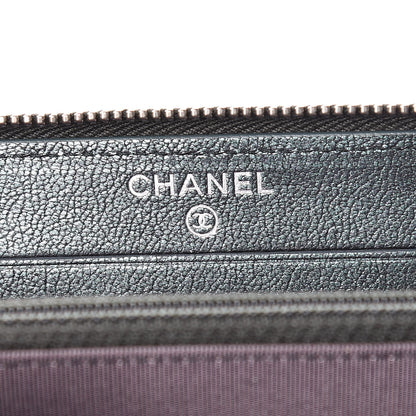 Chanel Iridescent Goatskin Quilted Medium Zip Around Wallet Purple 6 of 14