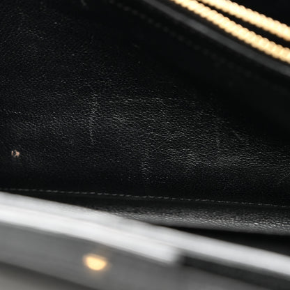 Saint Laurent Grain De Poudre Matelasse Chevron Monogram Chain Wallet Black 10 of 10