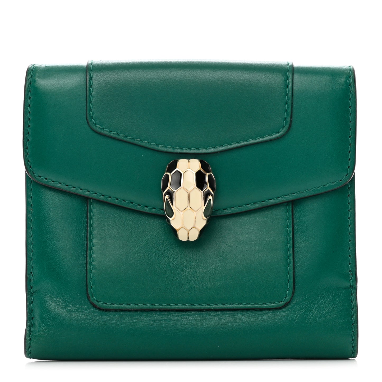 Calfskin Serpenti Forever Wallet Emerald Green