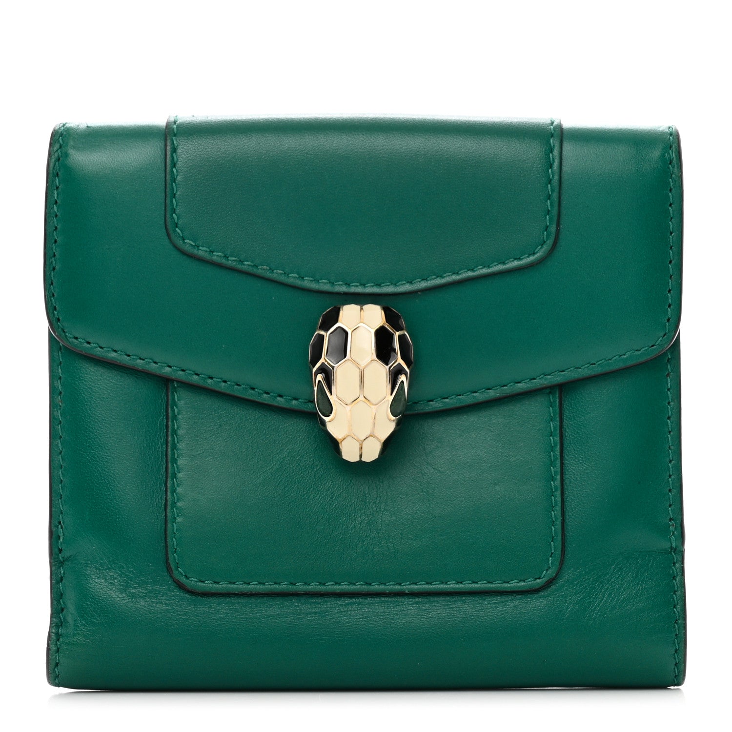 Bulgari Calfskin Serpenti Forever Wallet Emerald Green 1 of 9