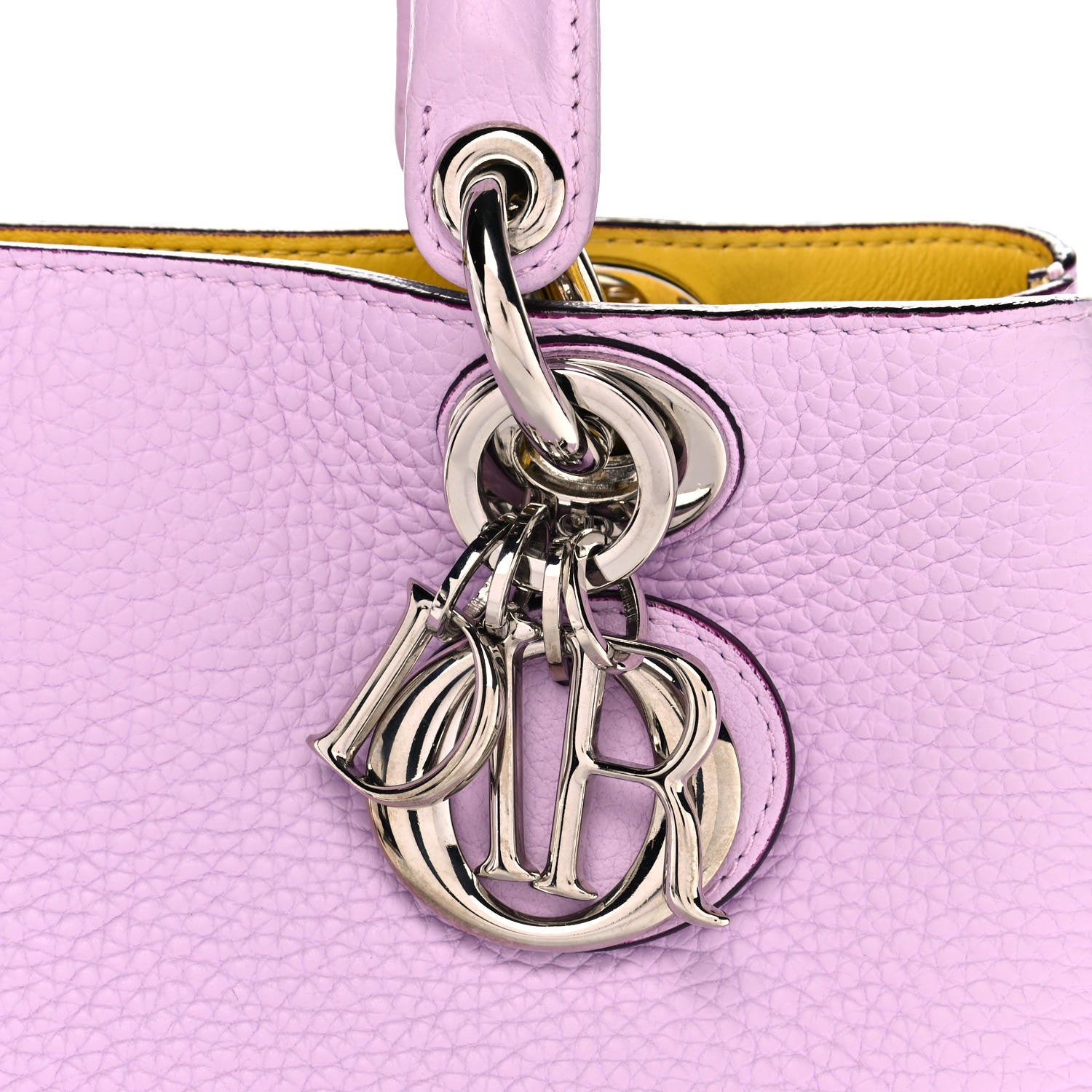 Christian Dior Bullcalf Mini Diorissimo Tote Pink Yellow 9 of 12