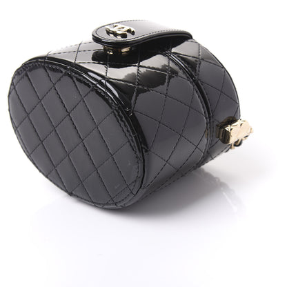 Chanel Patent Quilted Round Small Vanity With Chain Black 10 of 11