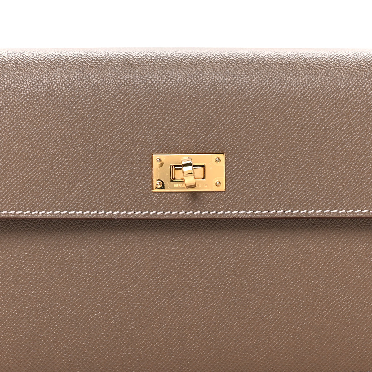 Hermes Madame Calfskin Kelly Pocket Long Wallet Etoupe 9 of 10