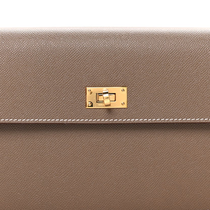 Hermes Madame Calfskin Kelly Pocket Long Wallet Etoupe 9 of 10