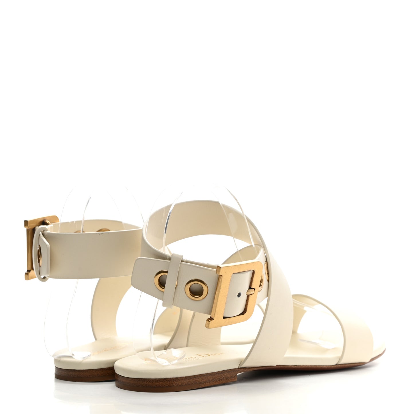 Calfskin D-Dior Sandals 38.5 White