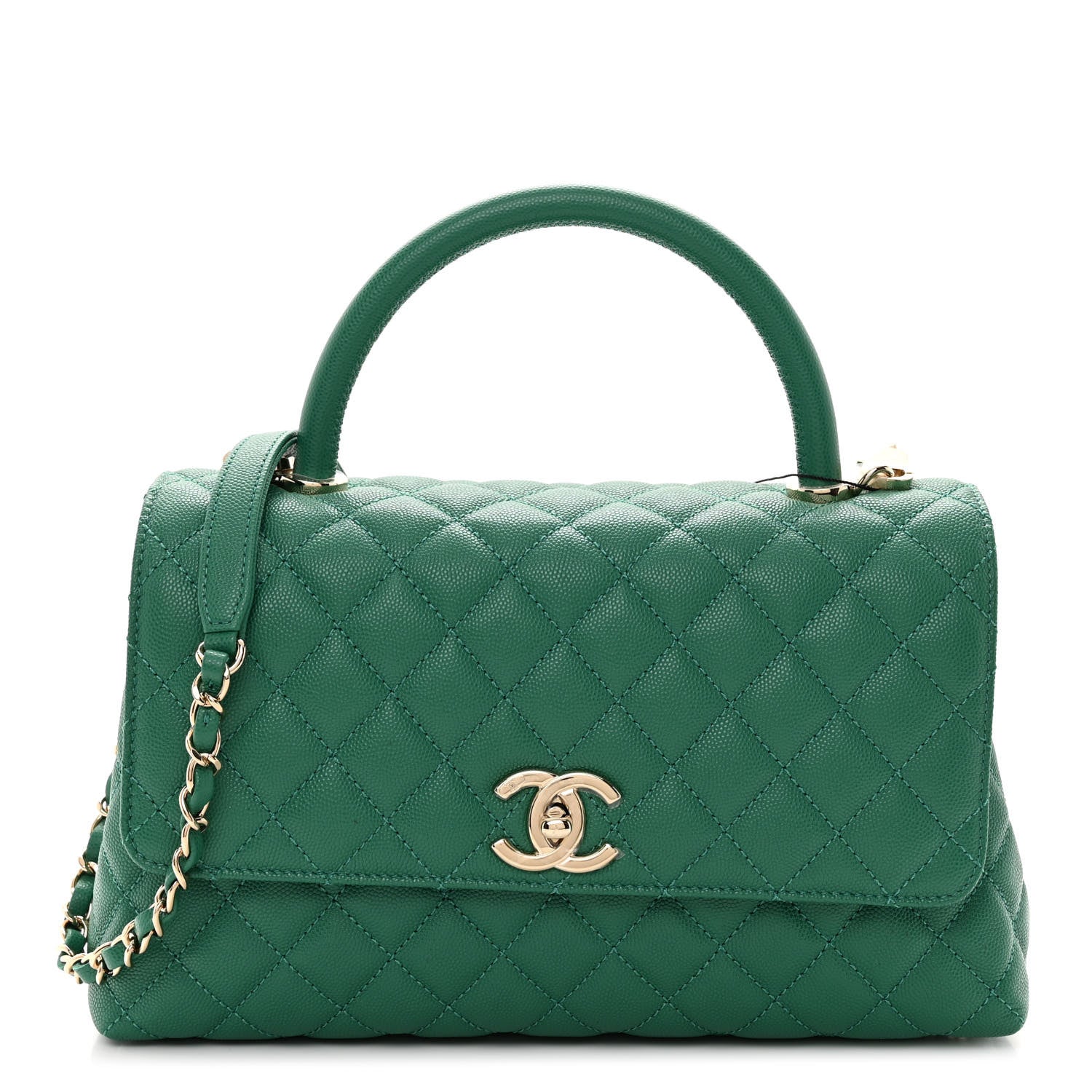 Chanel Caviar Quilted Small Coco Handle Flap Green 1 of 9