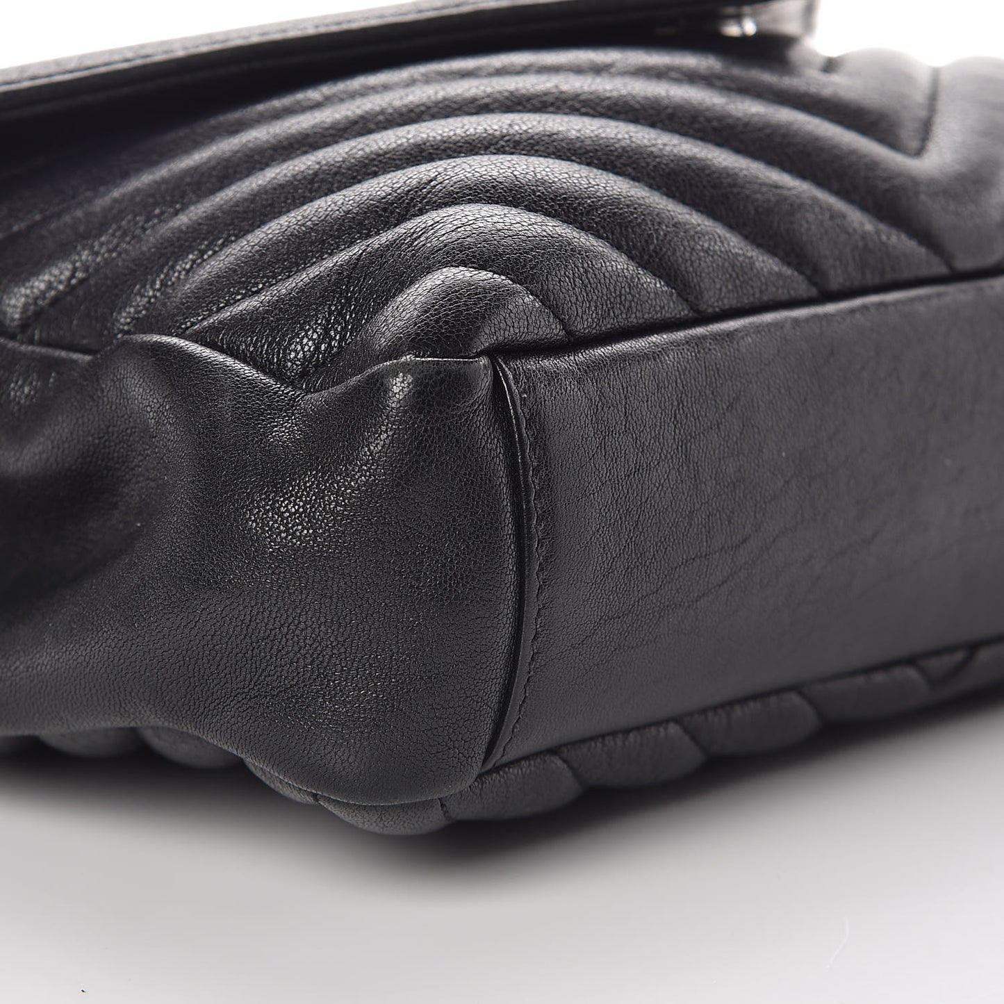 Sheepskin Matelasse Chevron Monogram Medium College Bag Black