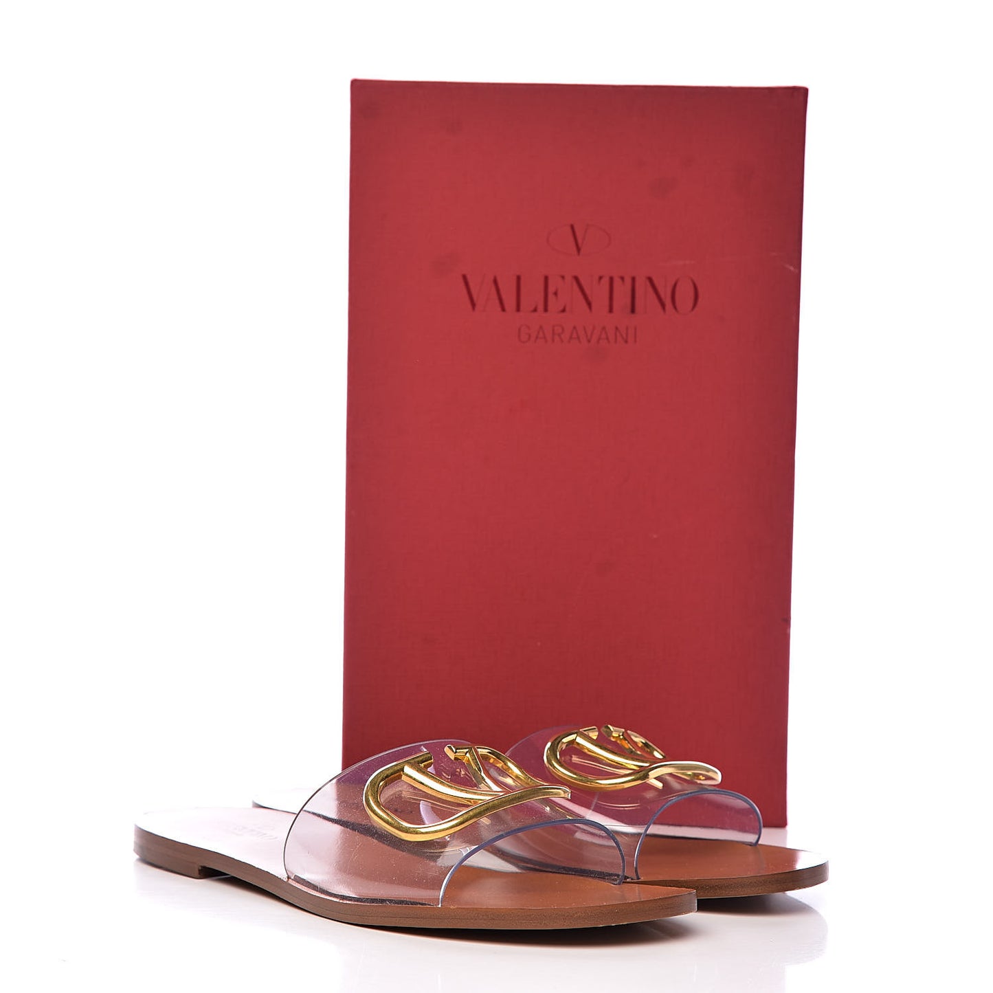 PVC Transparent Vlogo Flat Slide Sandals 39.5 Brown