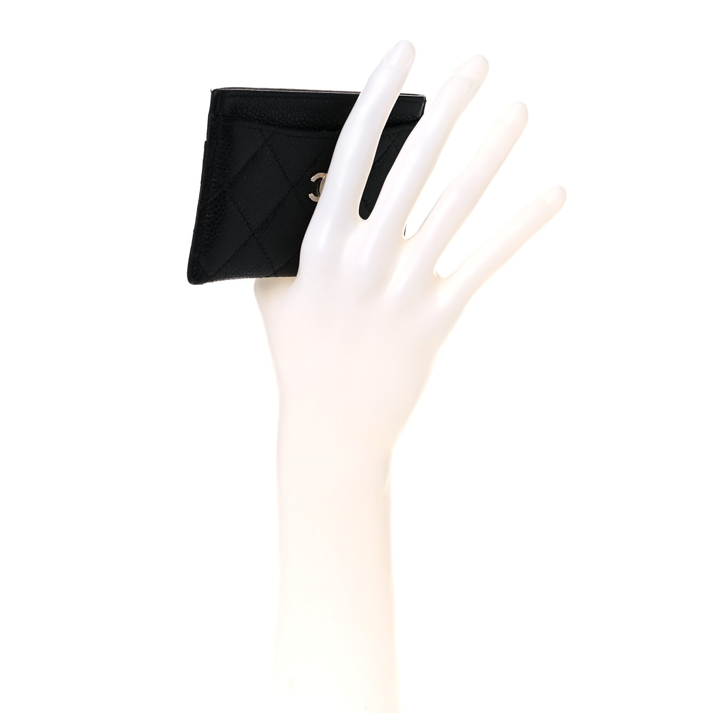 Caviar Quilted Card Holder Black