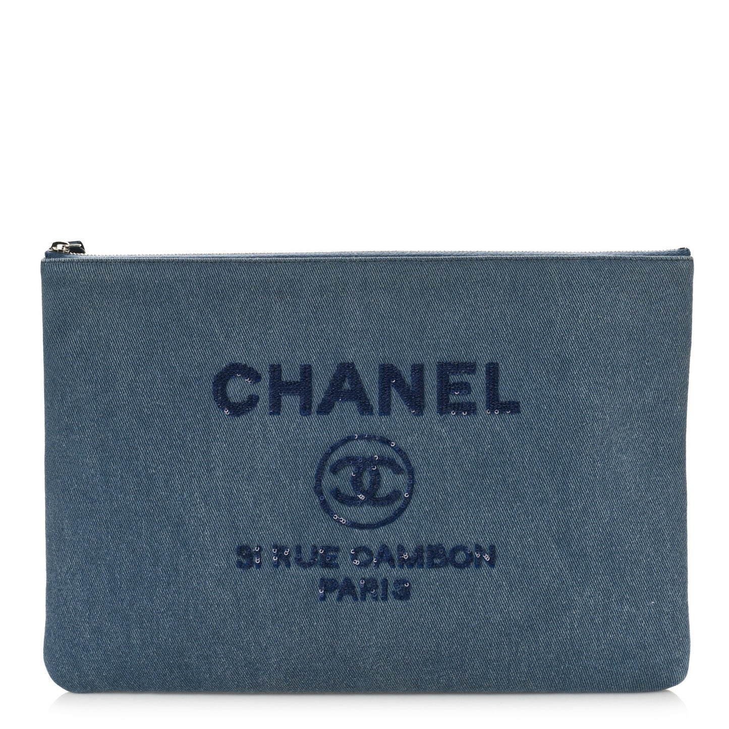 Canvas Sequins Medium Deauville Cosmetic Pouch Blue