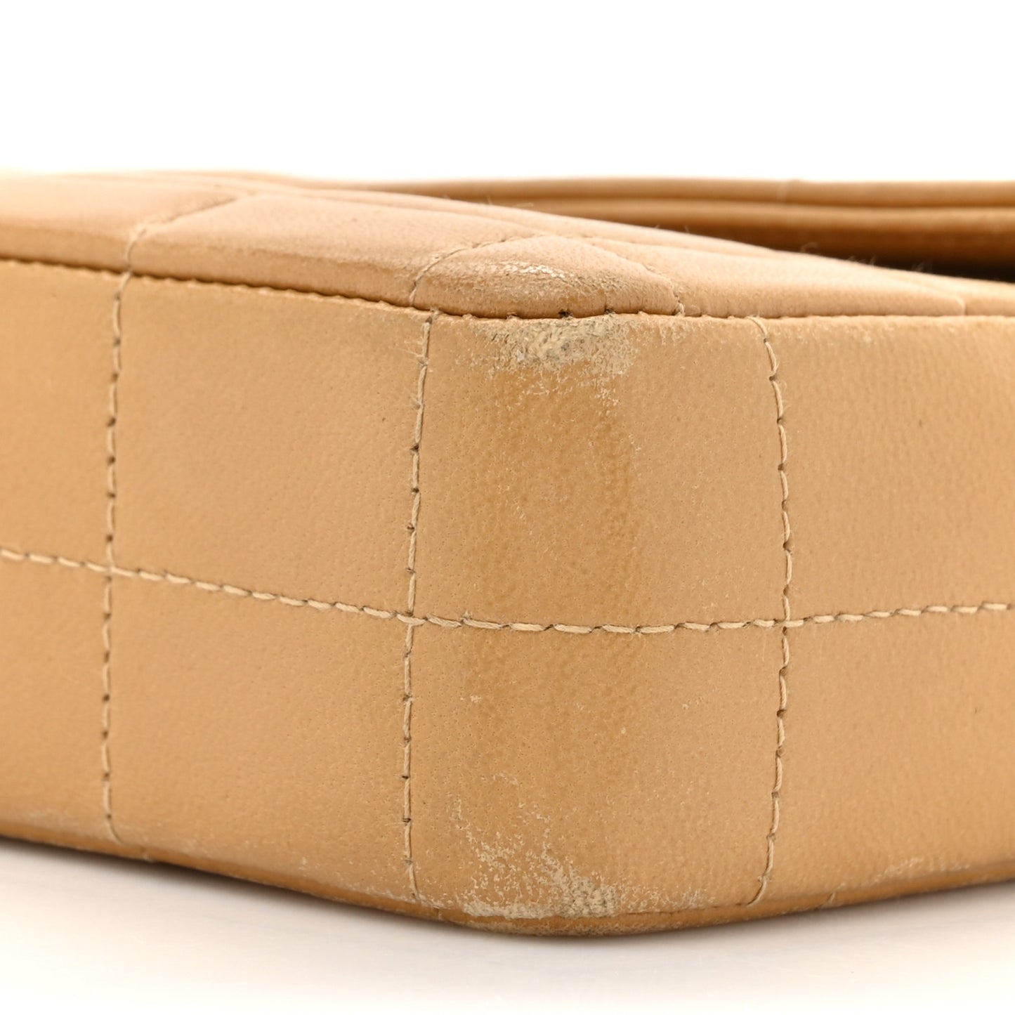 Lambskin East West Chocolate Bar Flap Beige