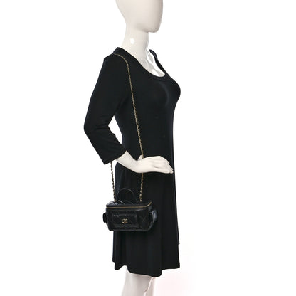 Chanel Lambskin Quilted Polly Pocket East West Top Vanity With Chain Black 2 of 10