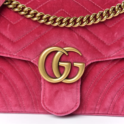 Gucci Velvet Matelasse Small GG Marmont Shoulder Bag Light Raspberry Rose 10 of 10