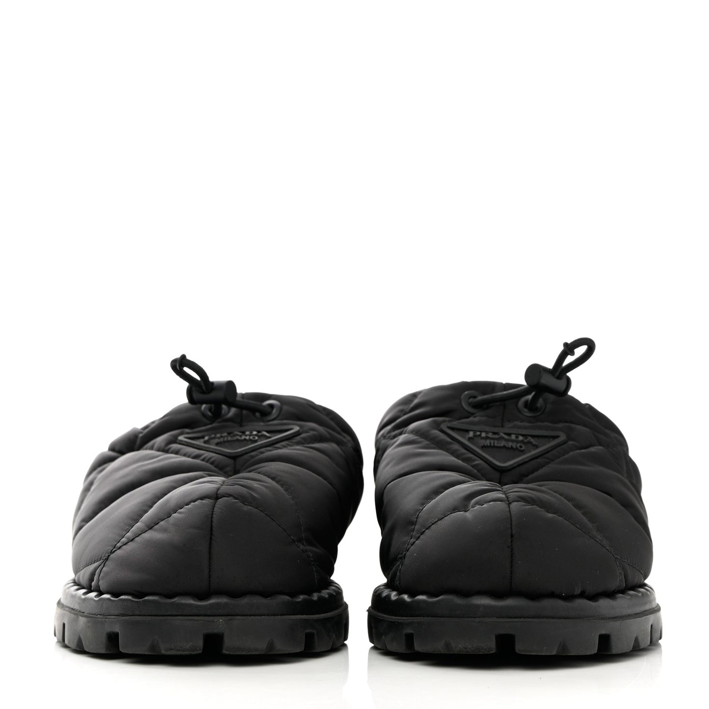 Re-Nylon Piuma Triangle Logo Padded Drawcord Rush 20mm Slippers 38 Black