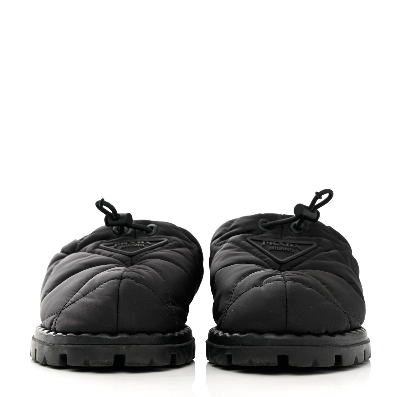 Prada Re-Nylon Piuma Triangle Logo Padded Drawcord Rush 20mm Slippers 38 Black 2 of 12